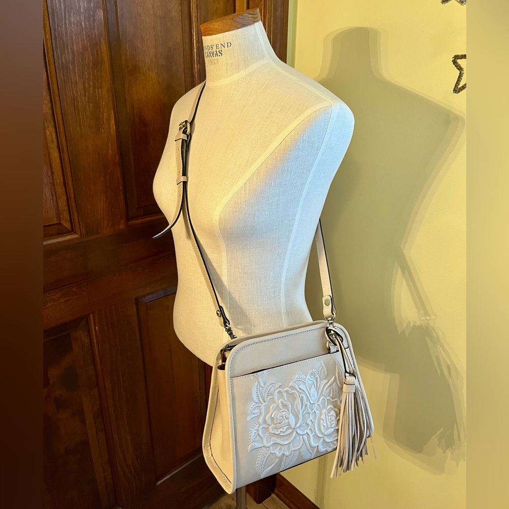 Patricia Nash Burnished Rose Tooled Collection Crossbody Bag